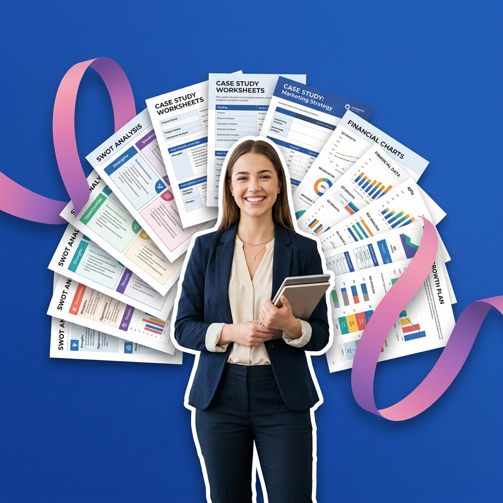 College student using AI to coordinate and structure a business case study analysis safely