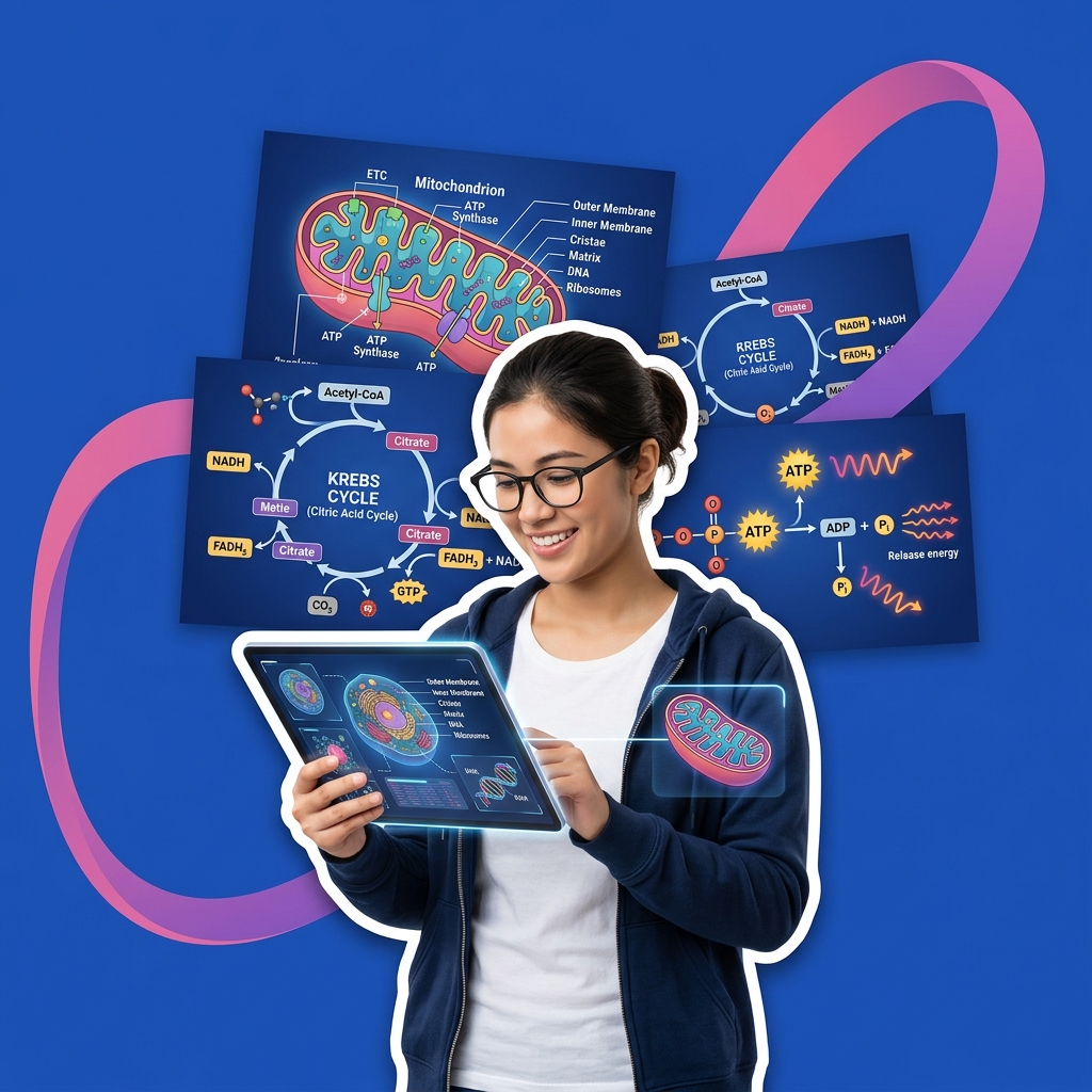 College student using AI as a cellular biology and metabolic pathway study assistant safely