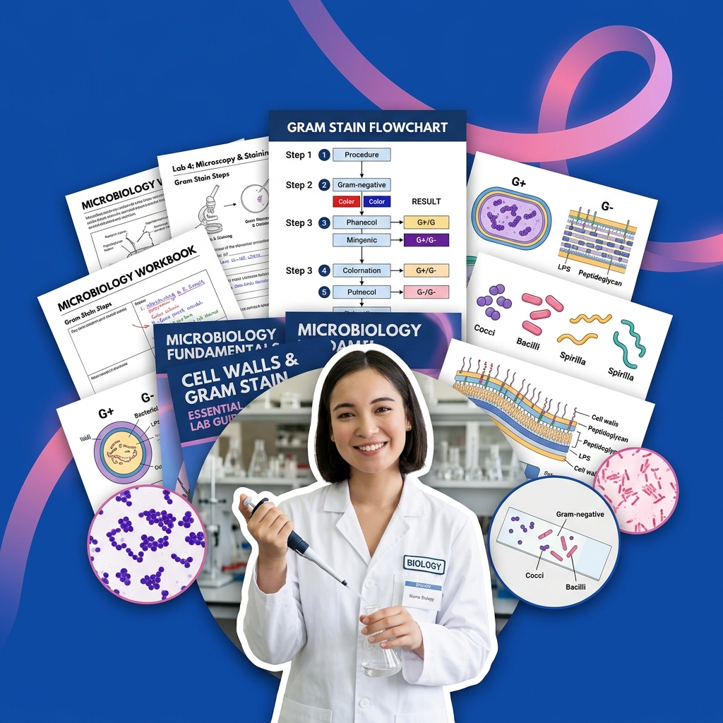 College student using AI as a microbiology study assistant and Gram stain helper safely