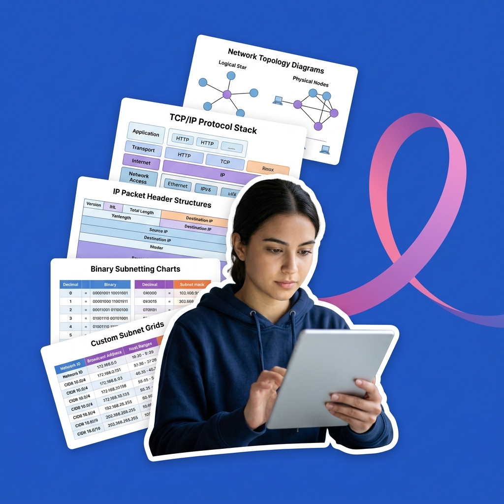 CS student using AI as a Socratic networking tutor to practice IP subnetting and packet tracing safely