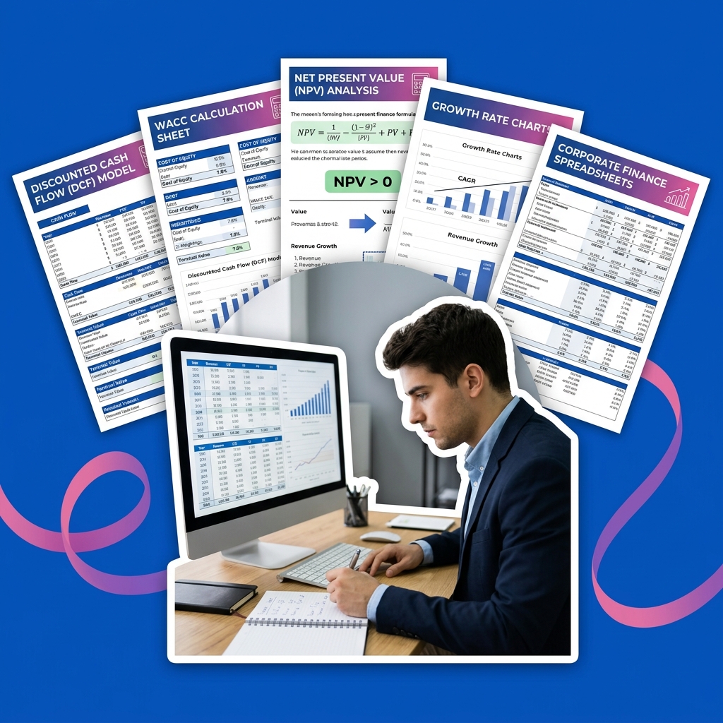 College student using AI as a corporate finance study assistant and DCF valuation helper safely