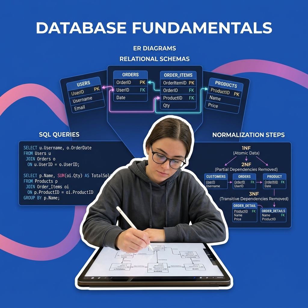 CS student using AI as a SQL query and database normalization study assistant safely