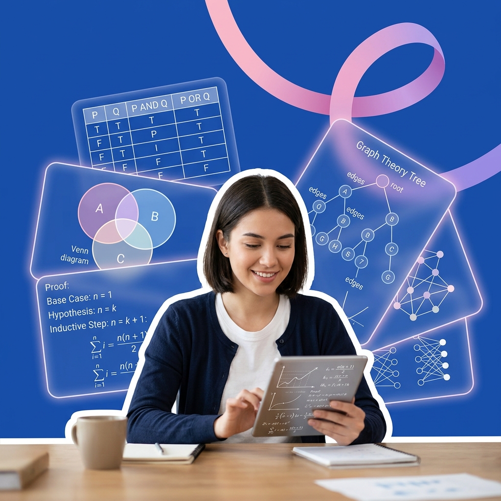 College student using AI as a discrete mathematics Socratic tutor to write proofs safely