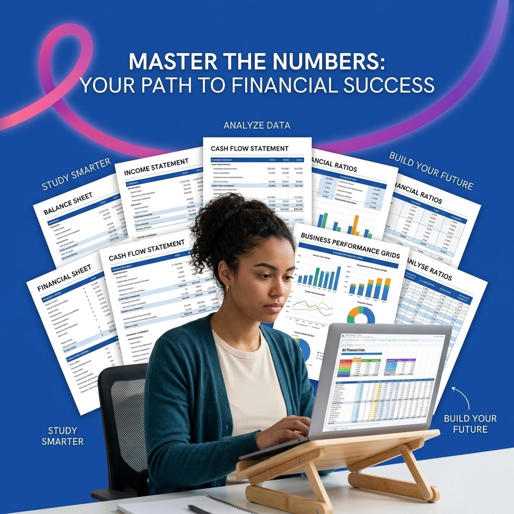 College student using AI as a financial accounting and spreadsheet analysis study assistant safely