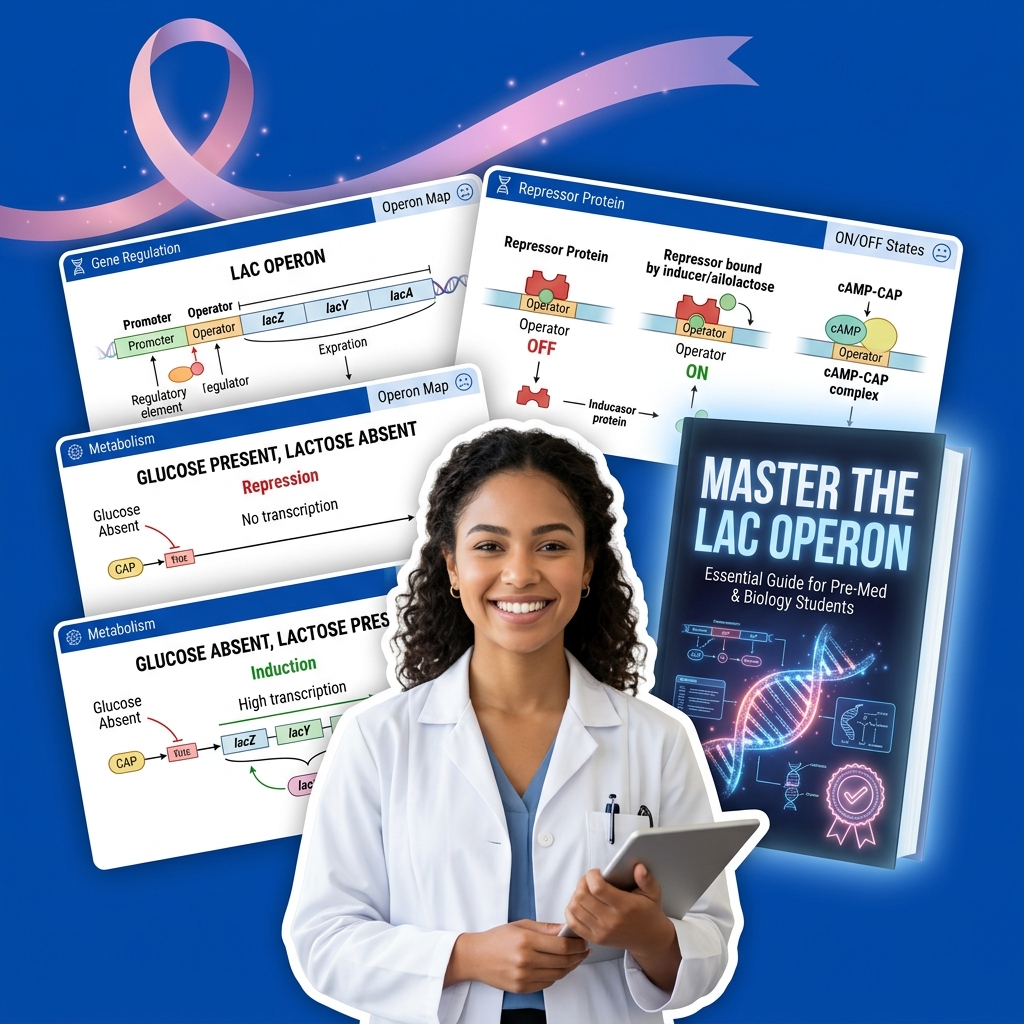 Pre-med student using AI as a Socratic coach to map Lac Operon transcription states and trace gene regulation pathways safely