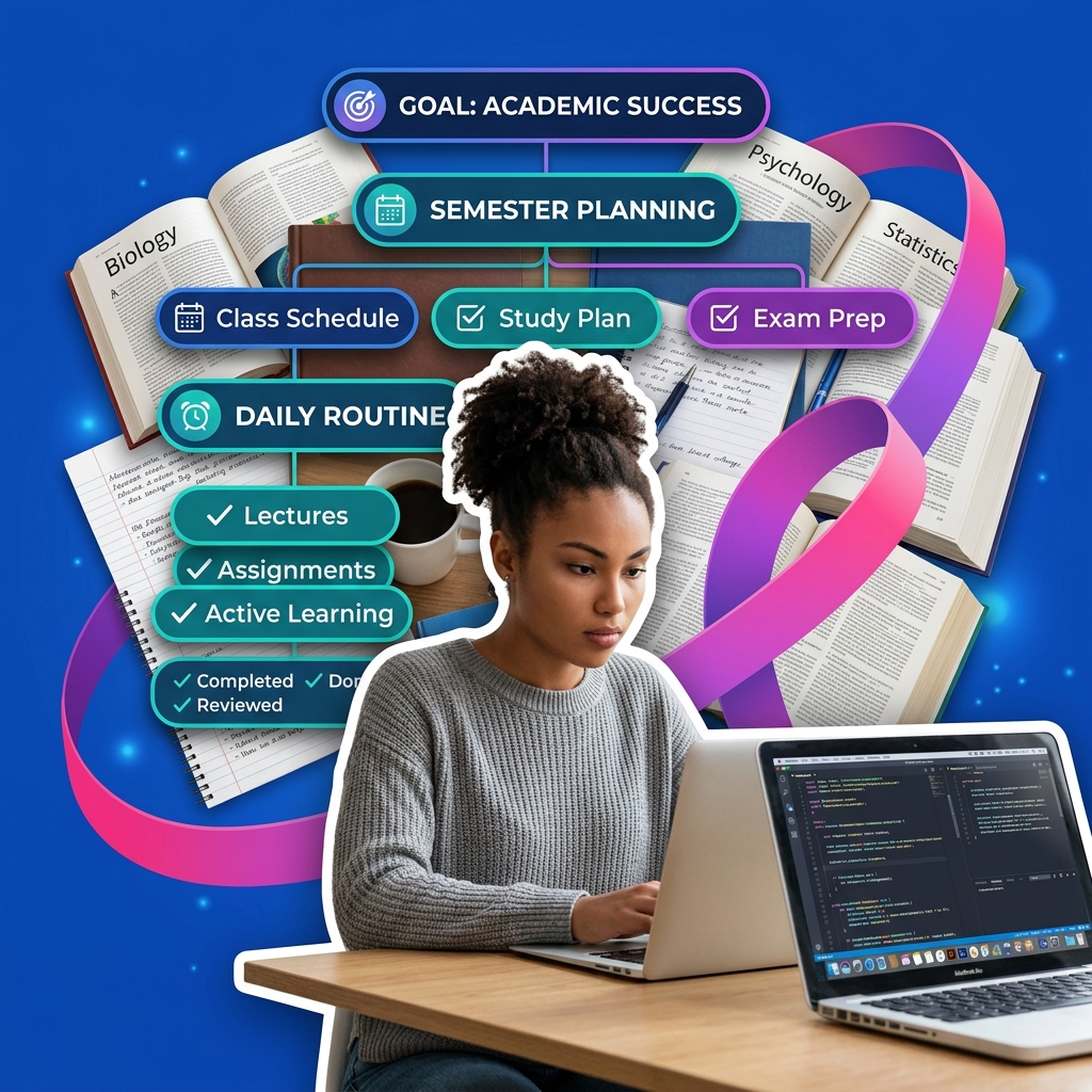 College student using AI to convert lecture transcripts to structured outlines