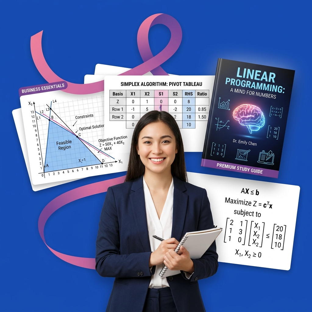 Business student using AI as a Socratic coach to map linear programming constraints and verify simplex table pivots safely