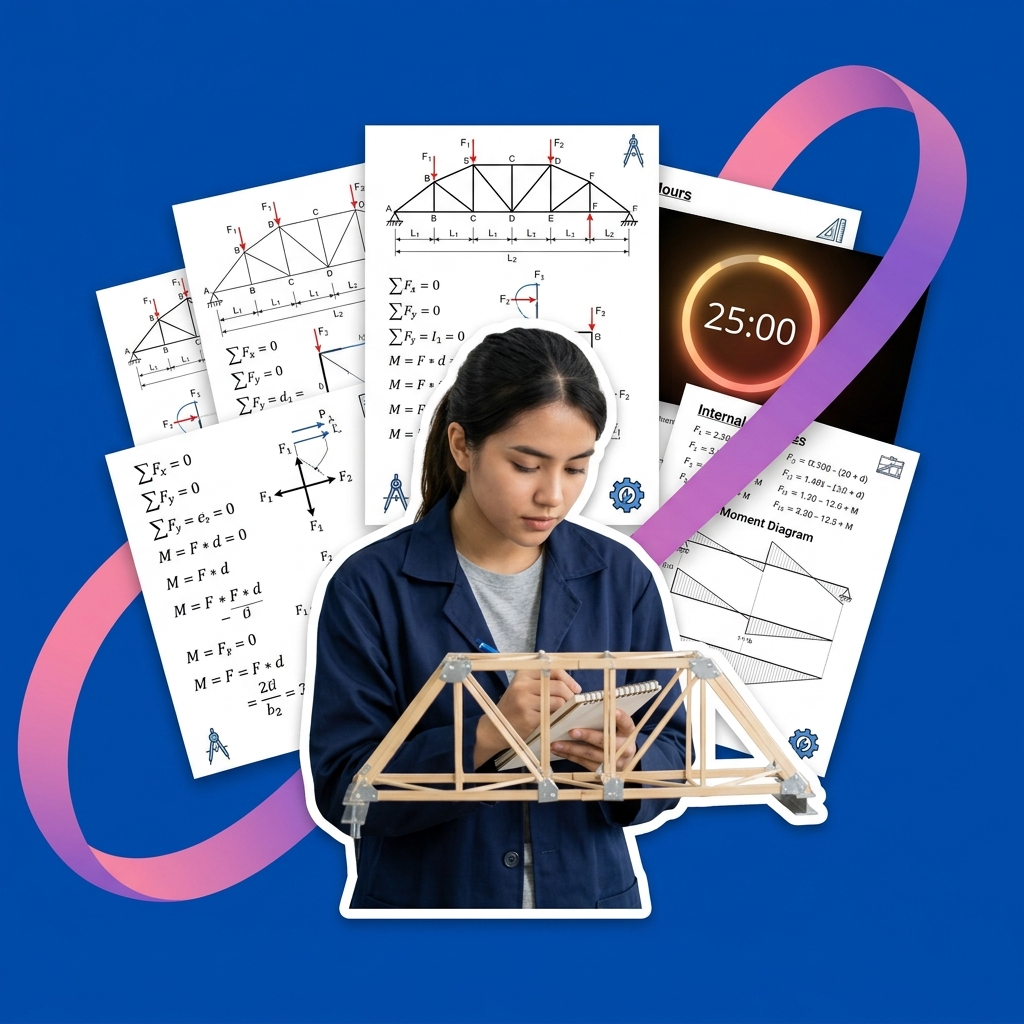 Engineering student using AI as a Socratic tutor to solve statics truss and force diagrams safely