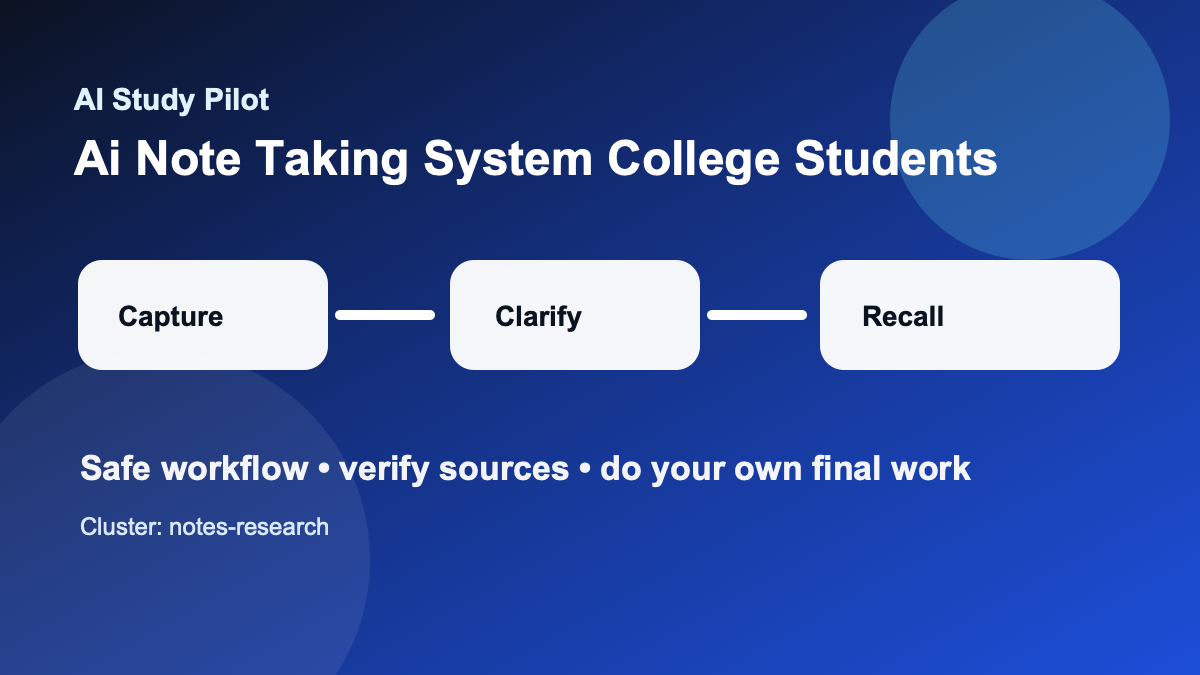 Diagram of lecture notes flowing through capture, clarify, connect, and recall stages