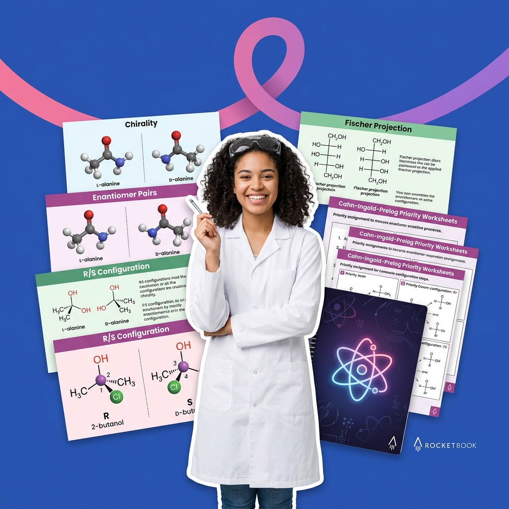 Chemistry student using AI as a Socratic coach to map 3D chiral molecules and assign R/S configurations safely