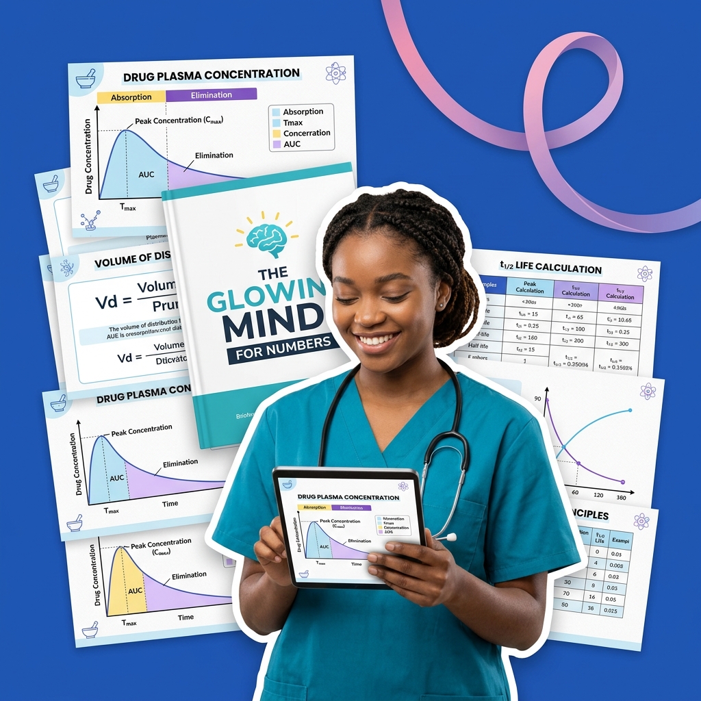 Nursing student using AI as a Socratic coach to trace plasma concentration curves and calculate drug half-lives safely