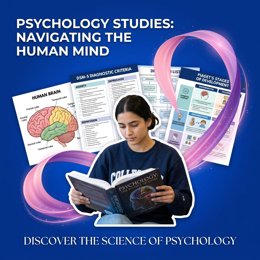 College student using AI as a psychology case study and cognitive theory study assistant safely
