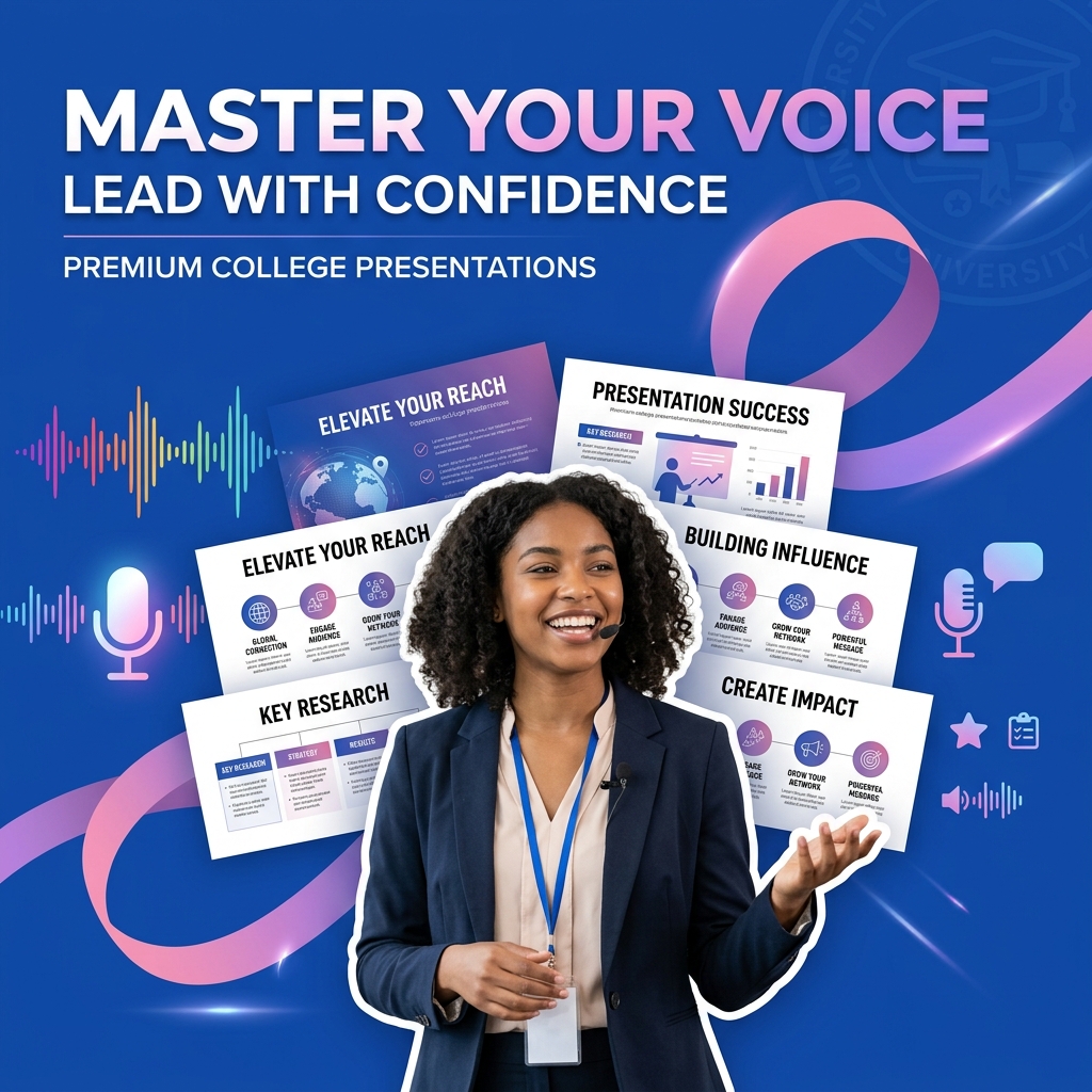 College student practicing public speaking with AI voice analysis feedback