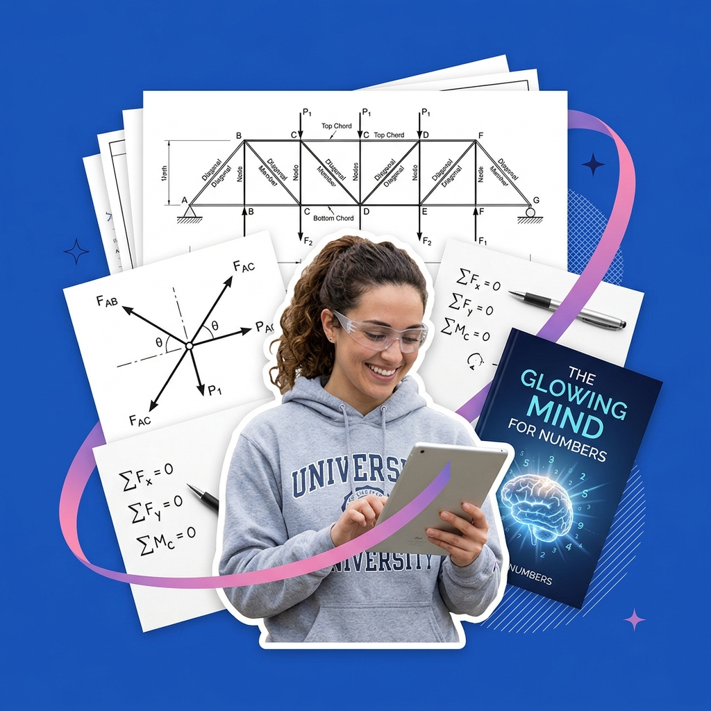 Engineering student using AI as a Socratic coach to map free-body diagrams and calculate truss member forces safely