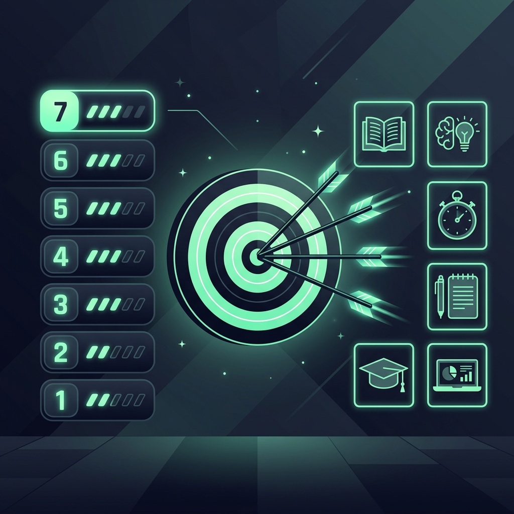 Premium flat vector schedule graphic representing a 7-day safe study plan